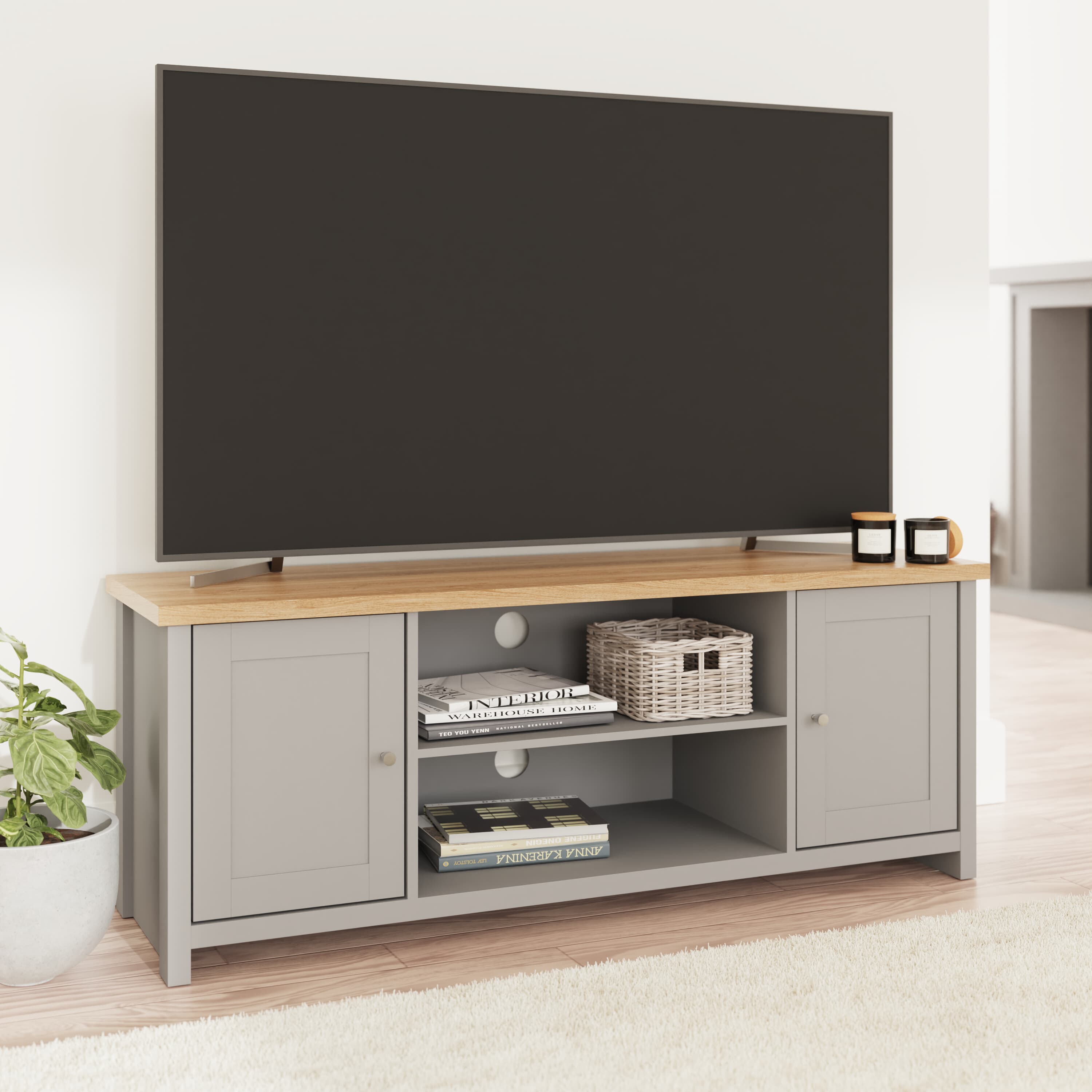 GFW Lancaster Large TV Cabinet - Grey – Bed Factory Direct