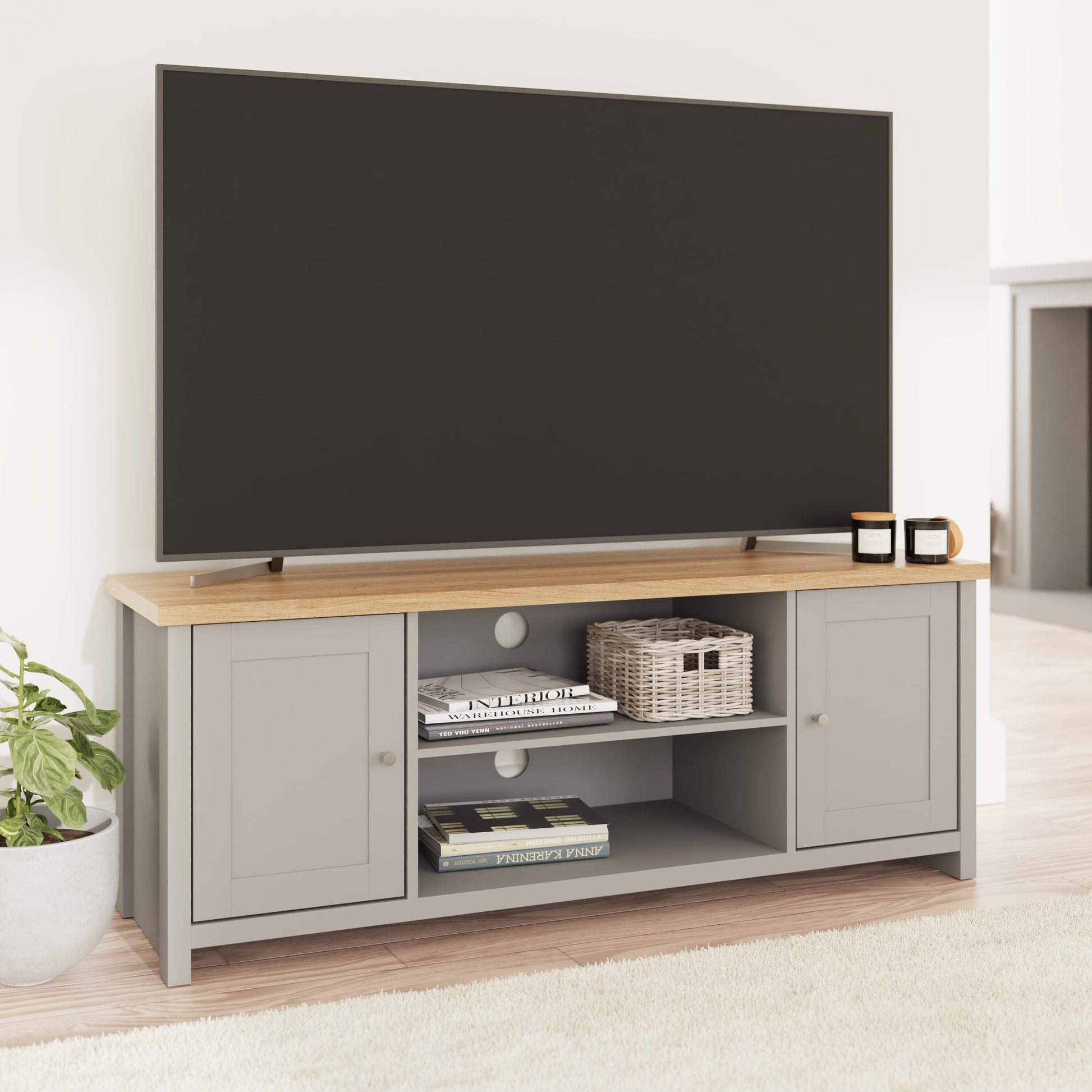 GFW Lancaster Large TV Cabinet - Grey