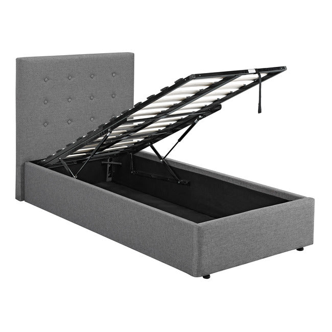 Luminosa Living Liberty Fabric Ottoman Bed - Grey single