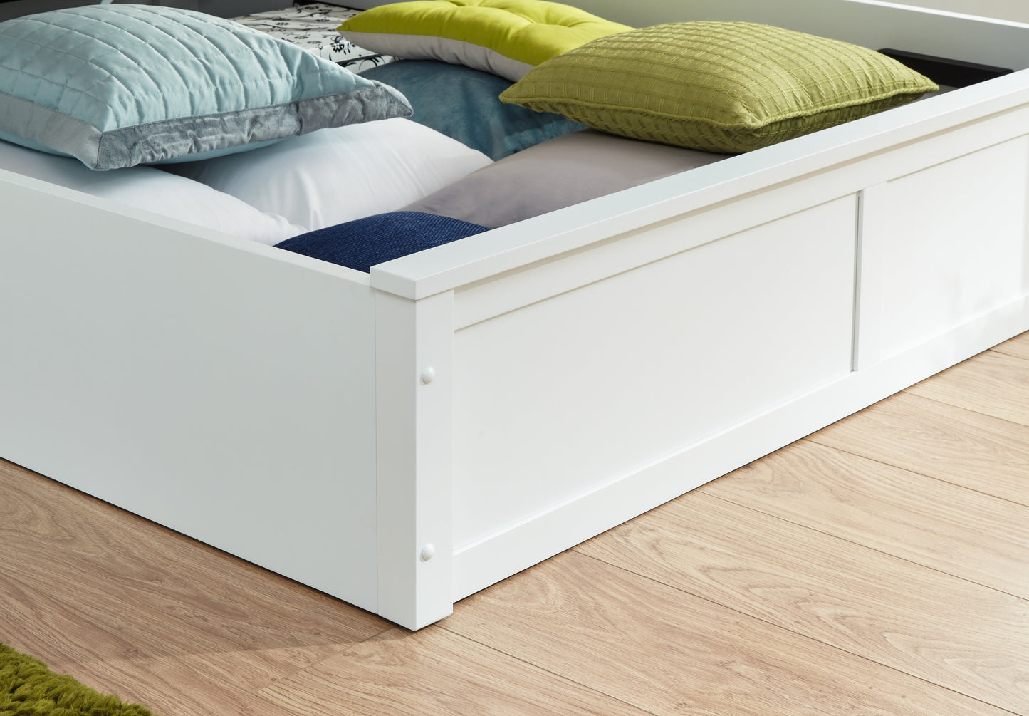 Madrid End Opening Wooden Ottoman Bed Frame - White 3