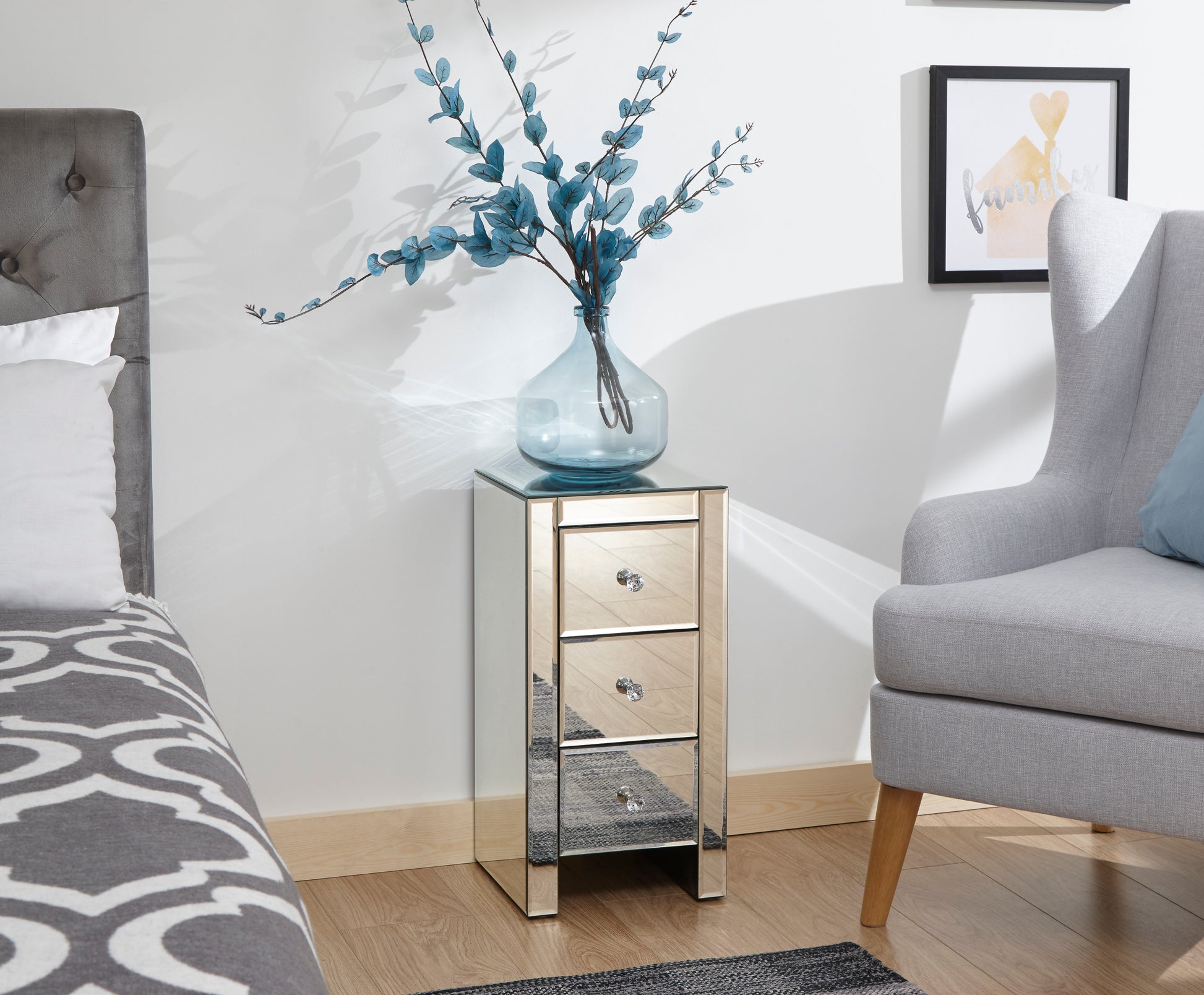 GFW Mirrored 3 Drawer Slim Chest