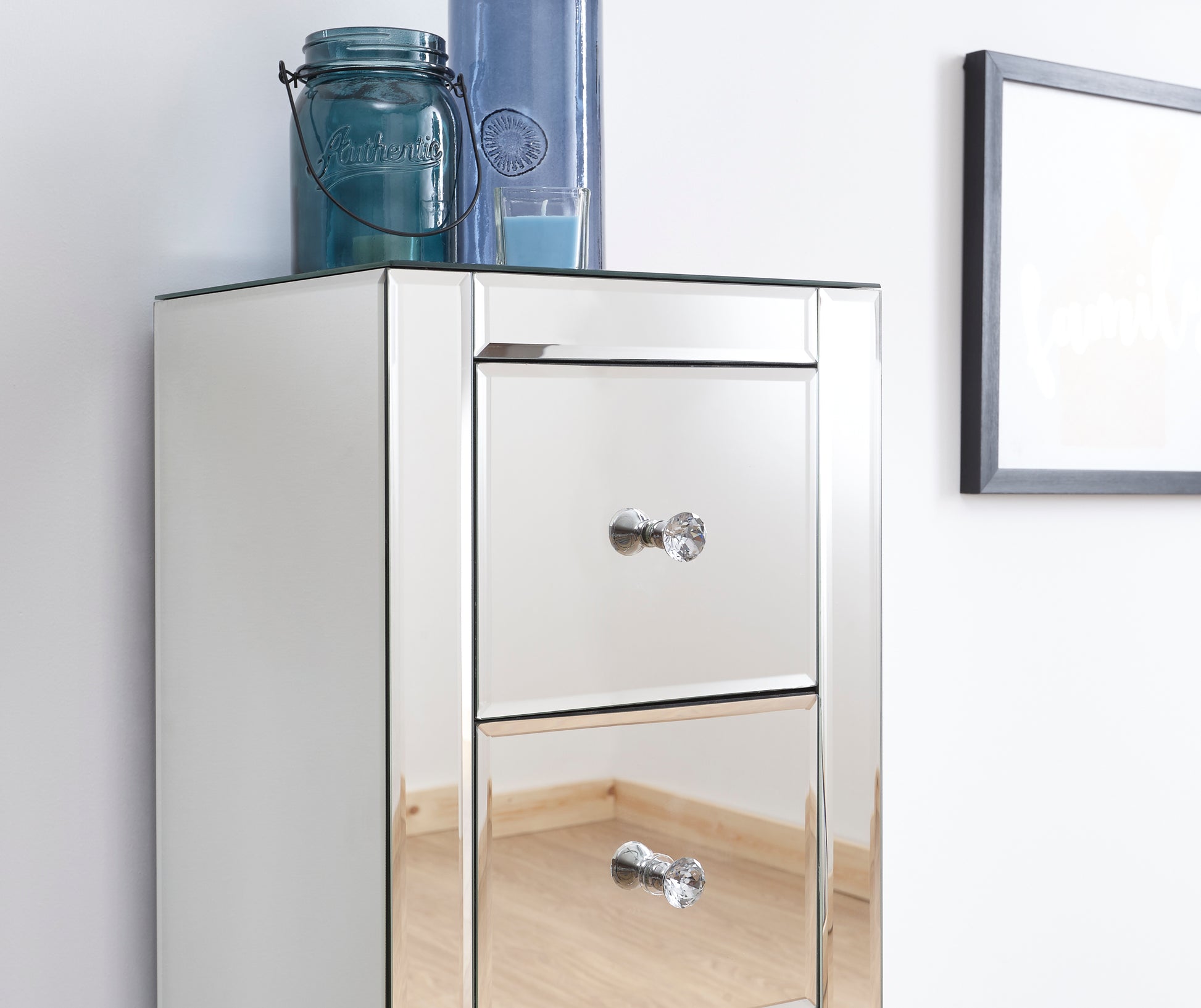 GFW Mirrored 4 Drawer Slim Chest 4