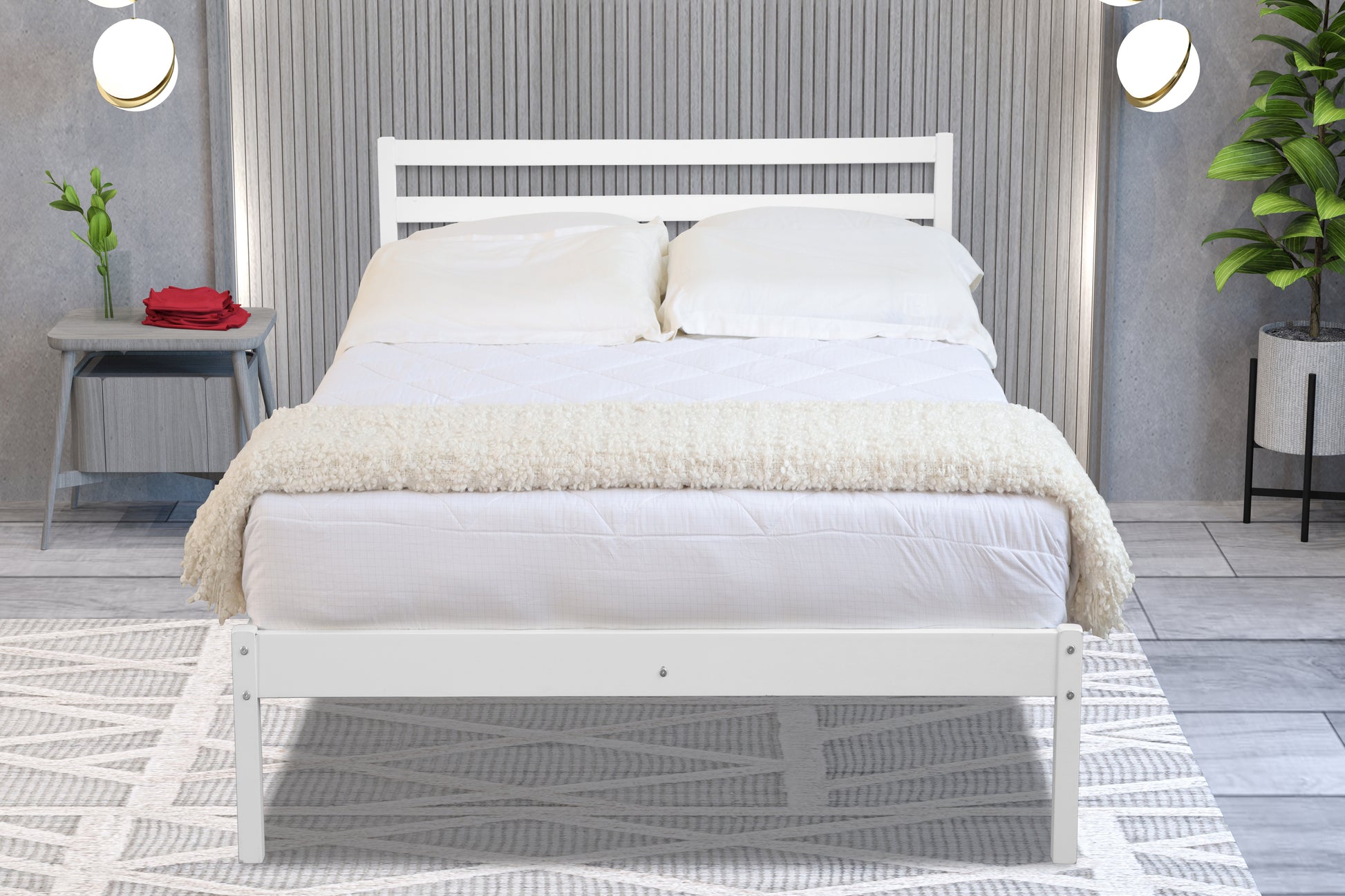 Monroe Wooden Bed Frame - White 3