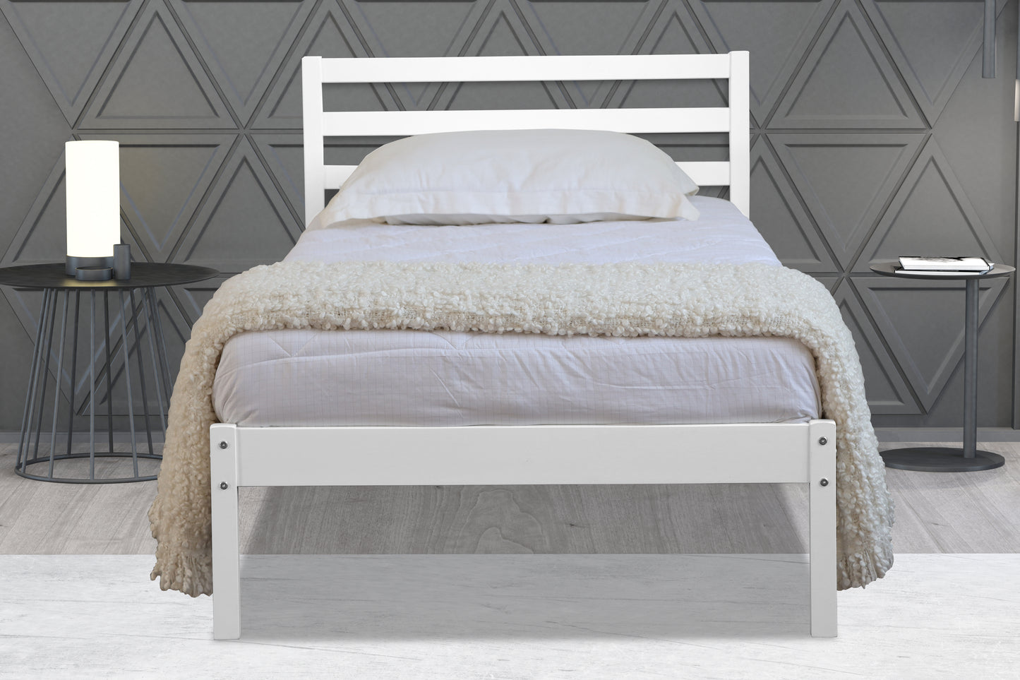 Monroe Wooden Bed Frame - White 2