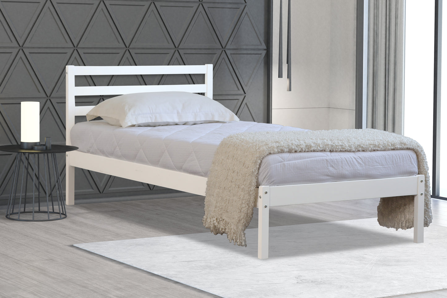 Monroe Wooden Bed Frame - White single