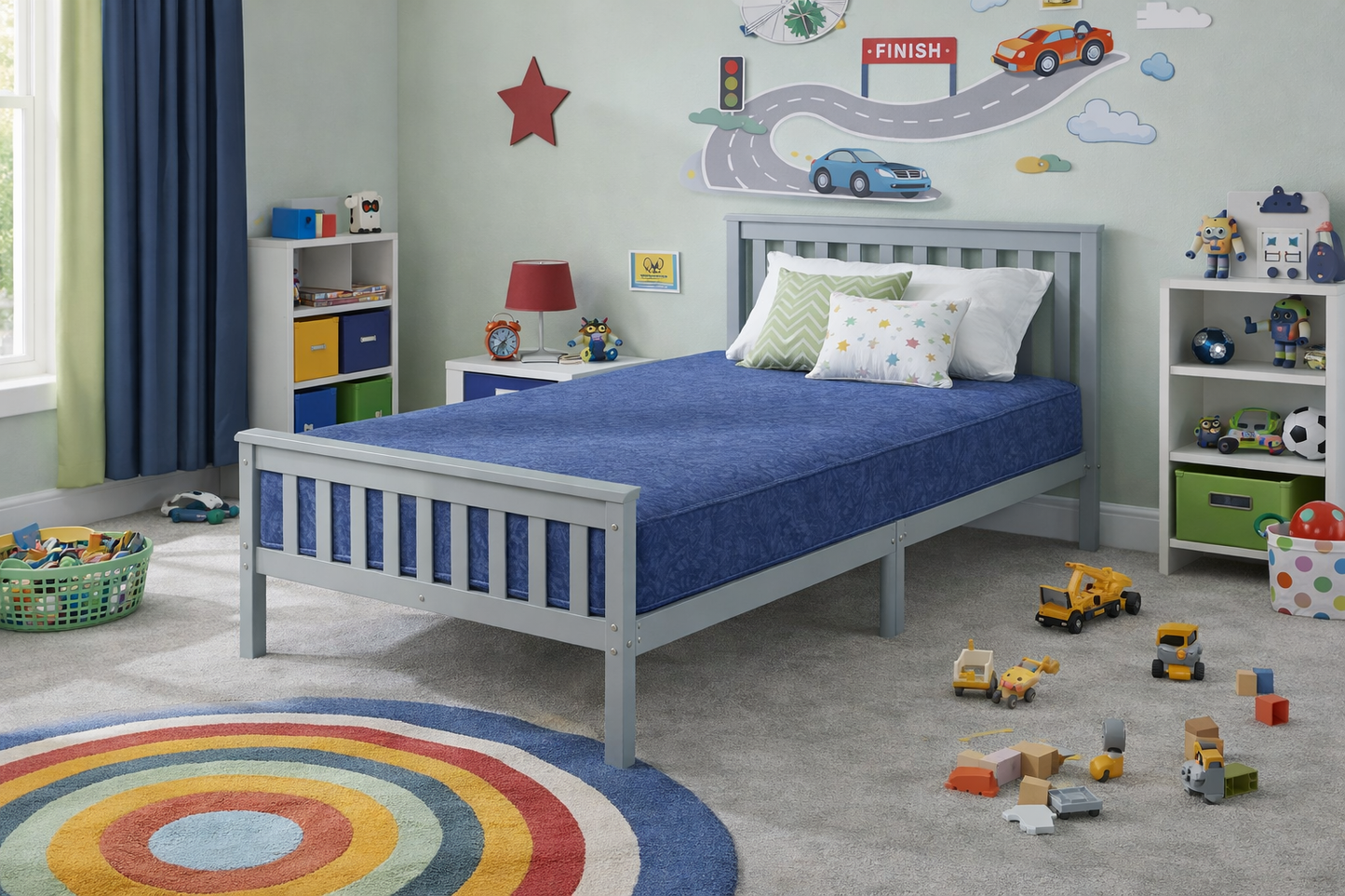 Kids Medina Grey Bed Frame & Waterproof Mattress Bundle - Single
