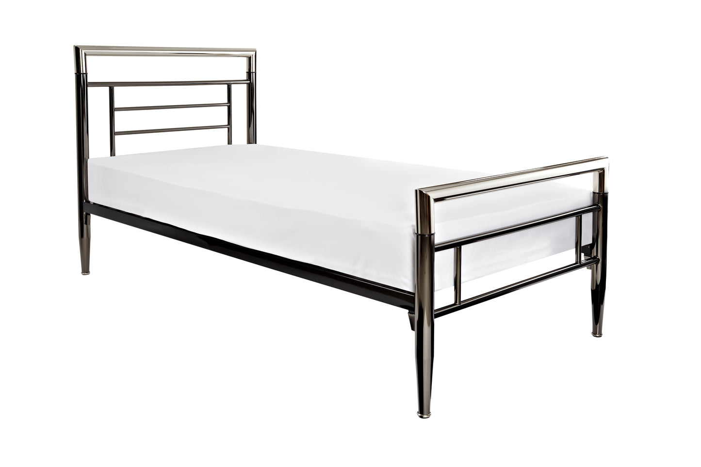 Mercury Black And Shiny Nickel Bed Frame - Single