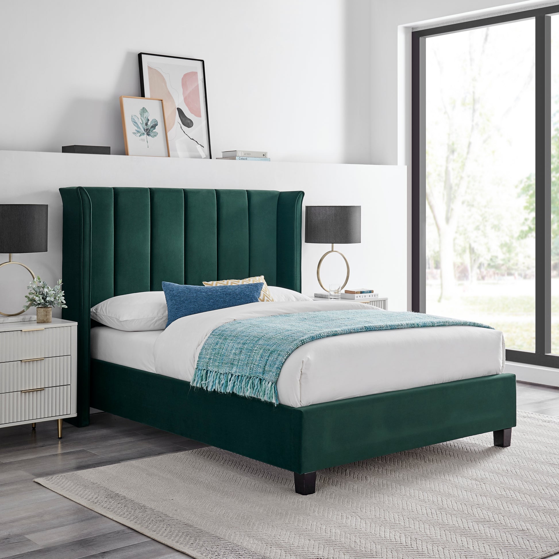 Limelight Polaris Velvet Bed Frame - Emerald