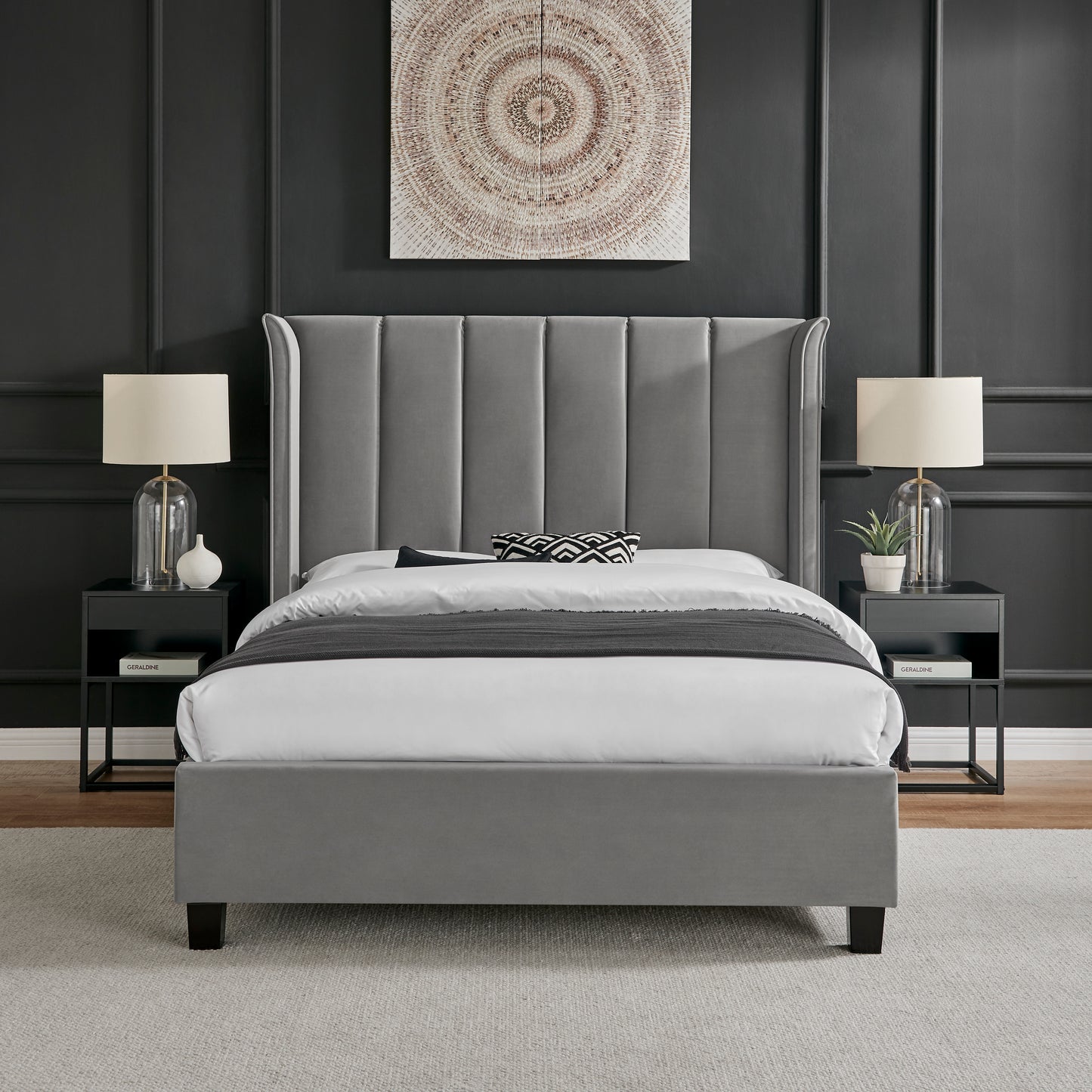 Limelight Polaris Velvet Bed Frame - Silver 2