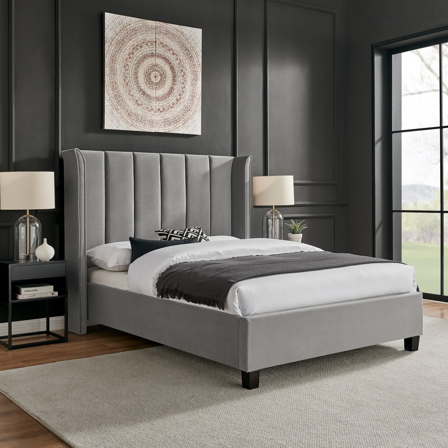 Limelight Polaris Velvet Bed Frame - Silver