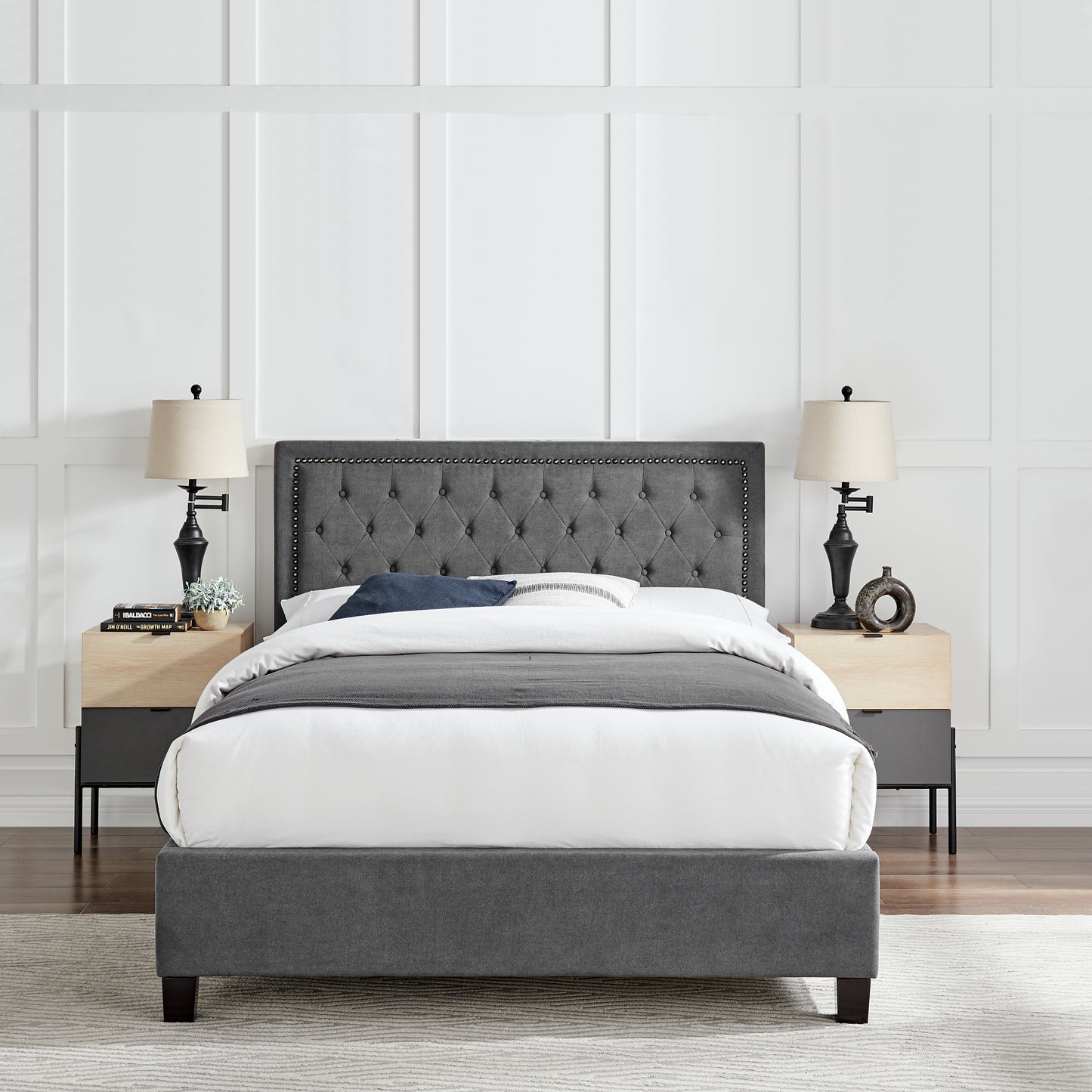 Limelight Rhea Fabric Bed Frame - Dark Grey 2