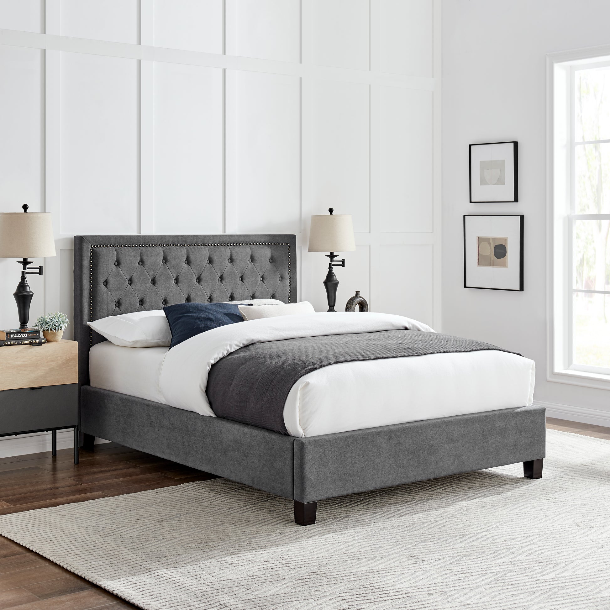 Limelight Rhea Fabric Bed Frame - Dark Grey