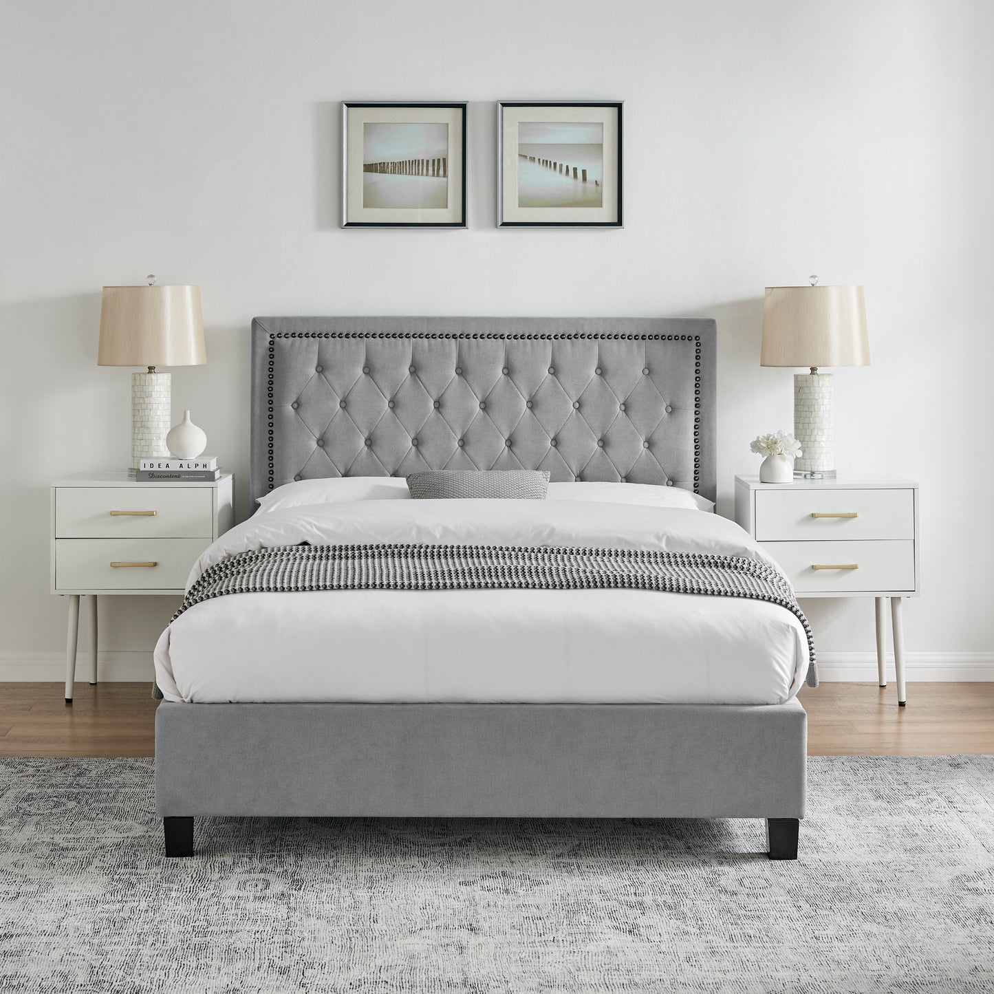 Limelight Rhea Fabric Bed Frame - Light Grey 2