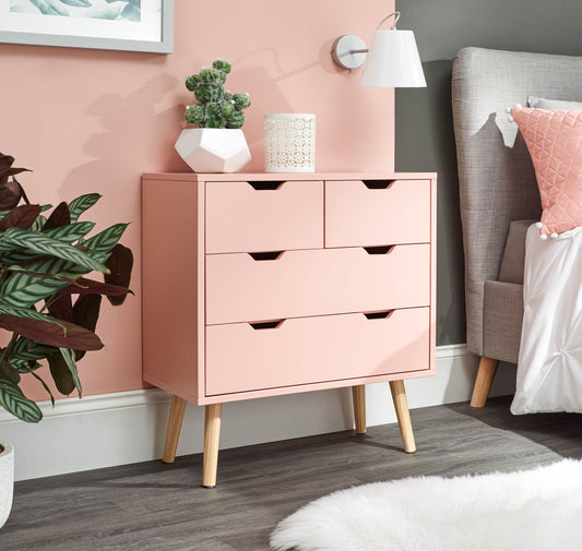 GFW Nyborg 2+2 Drawer Chest - Coral Pink