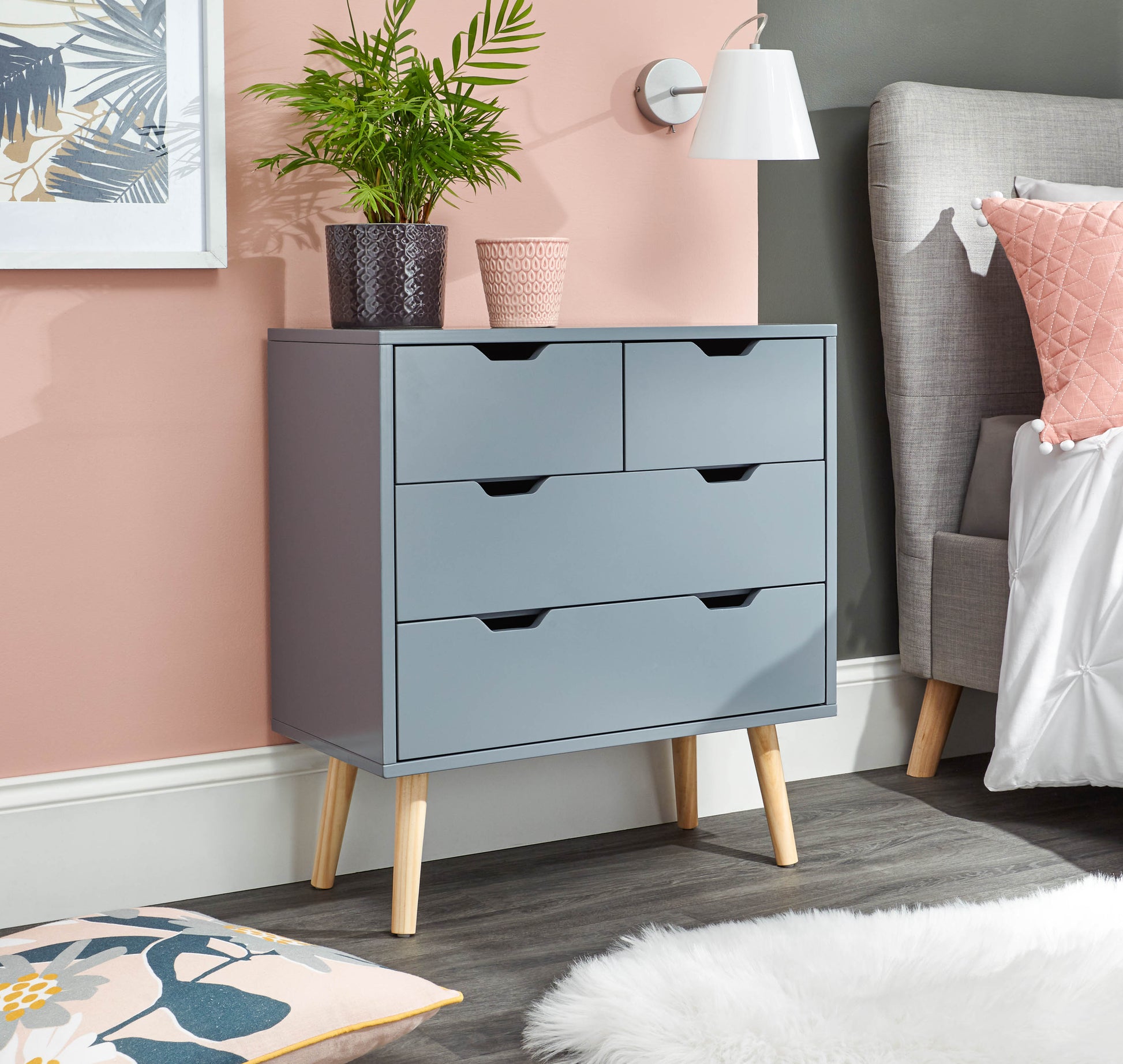 GFW Nyborg 2+2 Drawer Chest - Dark Grey