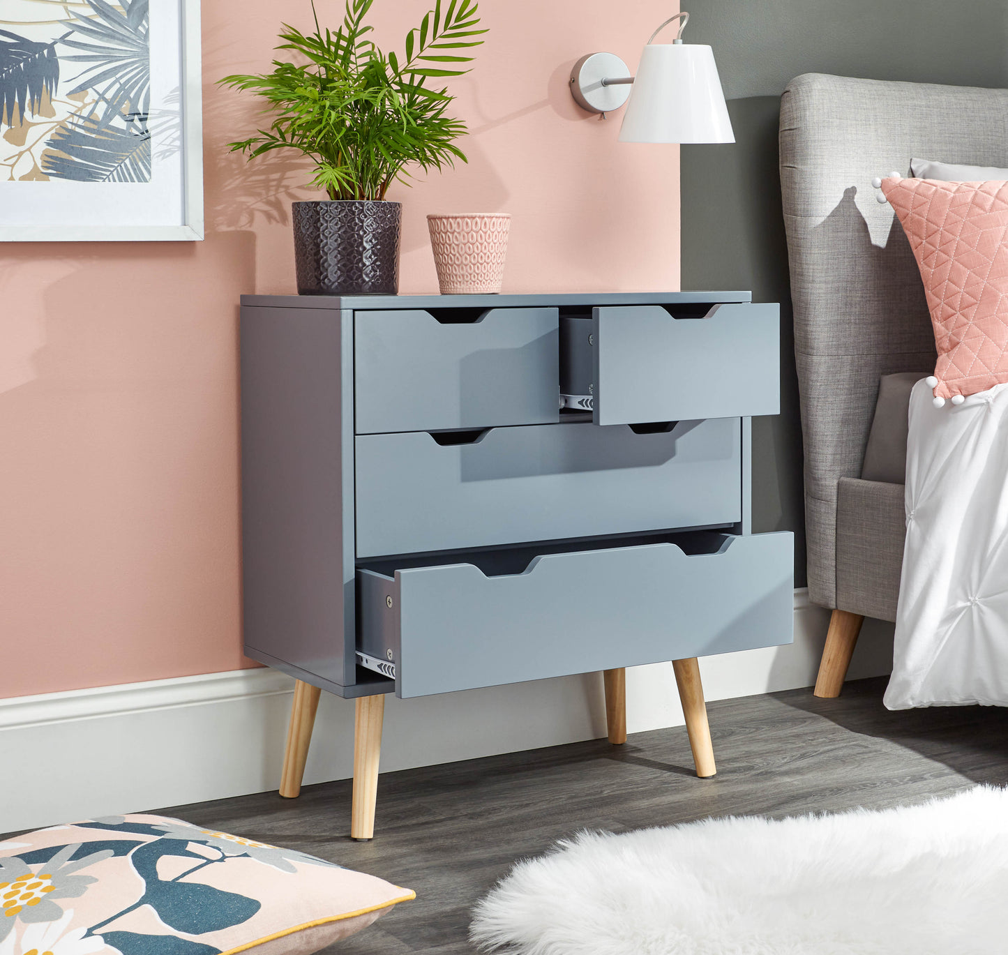 GFW Nyborg 2+2 Drawer Chest - Dark Grey 2