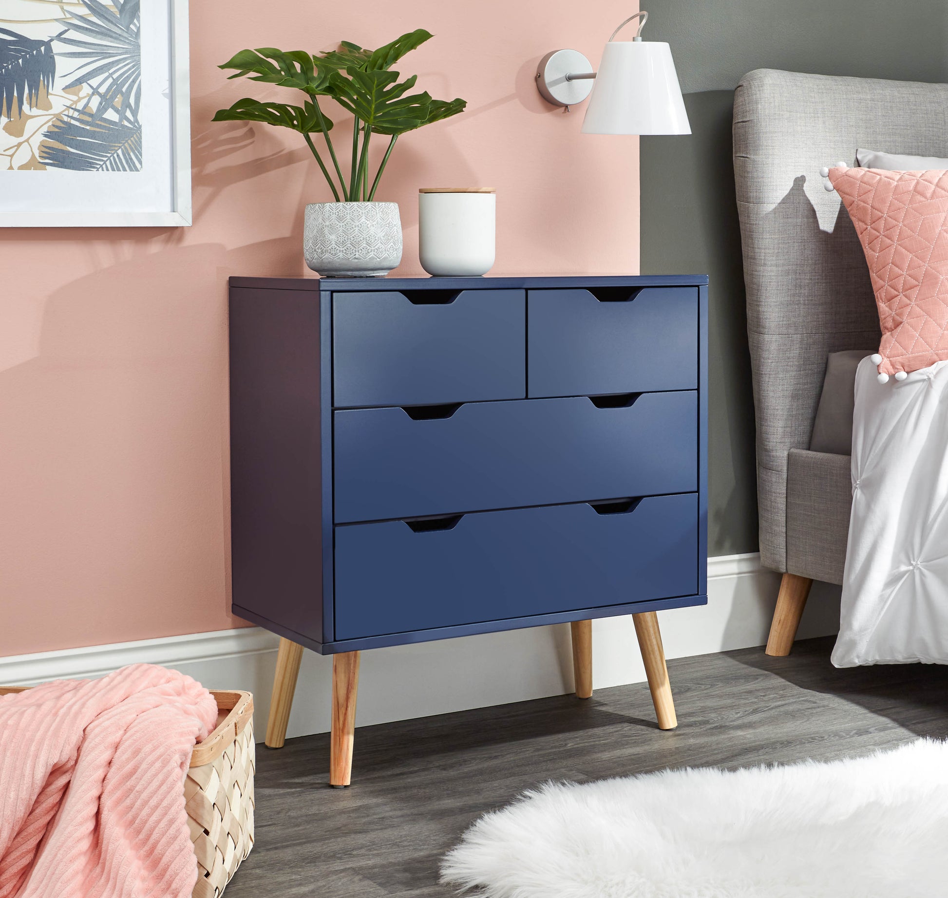 GFW Nyborg 2+2 Drawer Chest - Nightshadow Blue