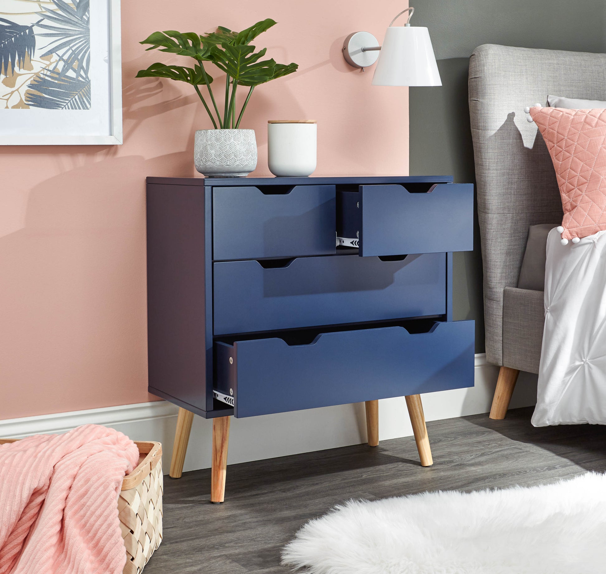 GFW Nyborg 2+2 Drawer Chest - Nightshadow Blue 2