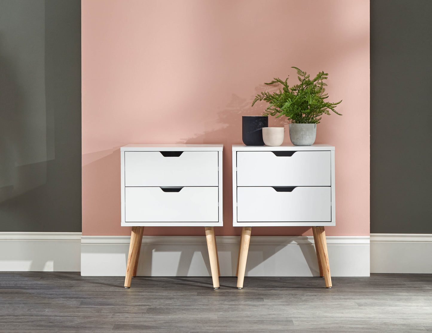 Nyborg Pair 2 Drawer Nightstands - White