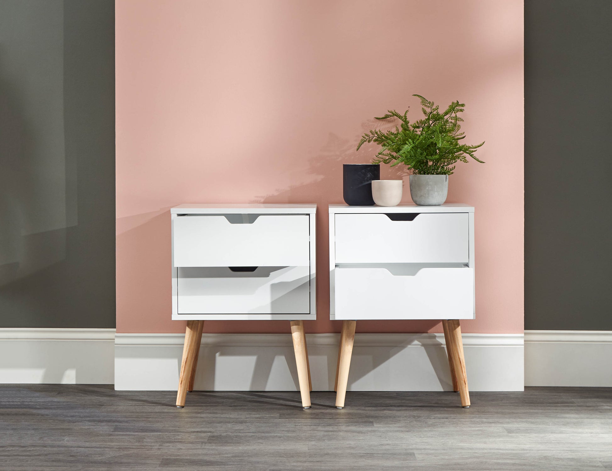 Nyborg Pair 2 Drawer Nightstands - White 2