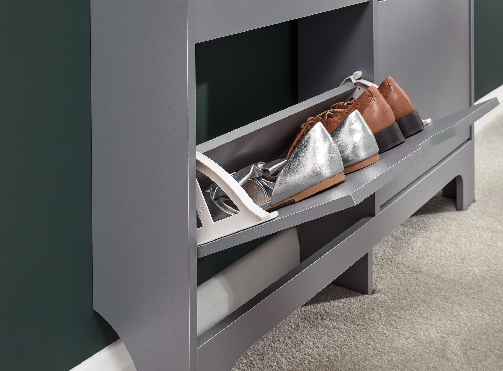 GFW Narrow 4 Drawer Shoe Cabinet - Grey 3