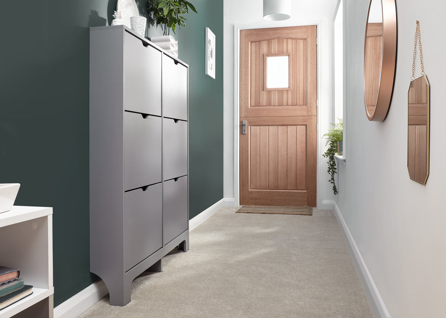 GFW Narrow 6 Drawer Shoe Cabinet - Grey 2