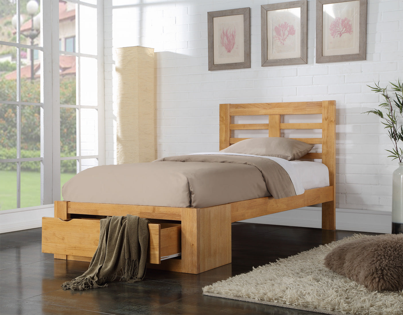 Bairnsdale Wooden Bed Frame - Oak 2