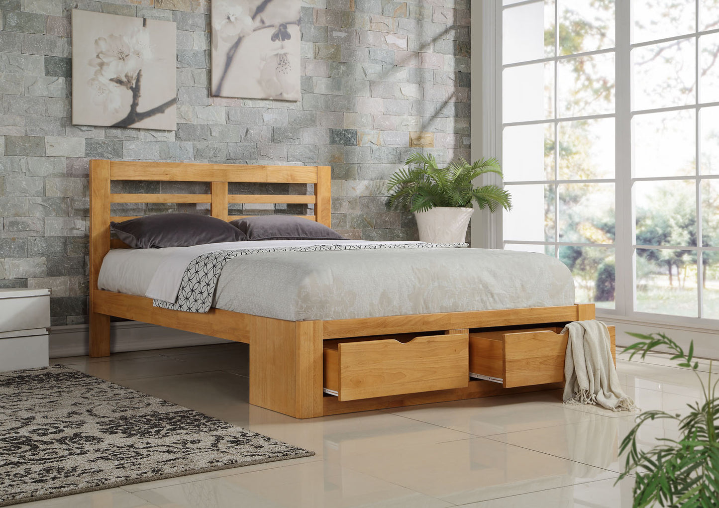 Bairnsdale Wooden Bed Frame - Oak