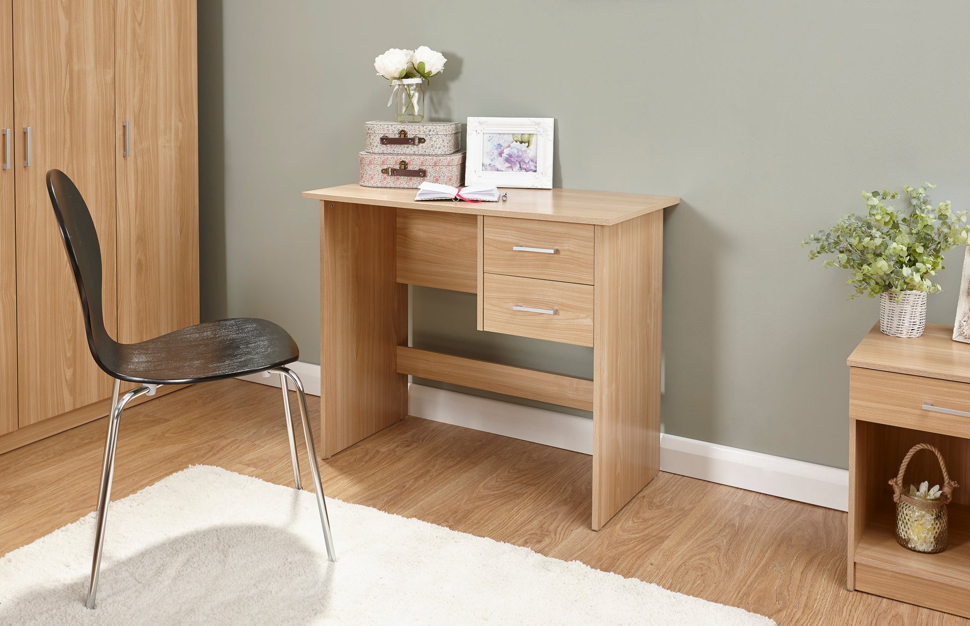 GFW Panama 2 Drawer Desk - Oak