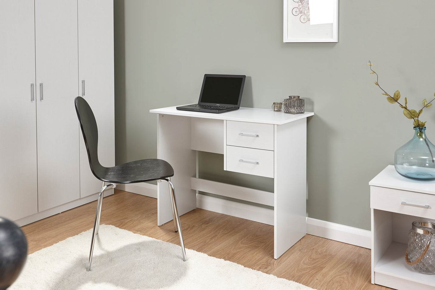 GFW Panama 2 Drawer Desk - White