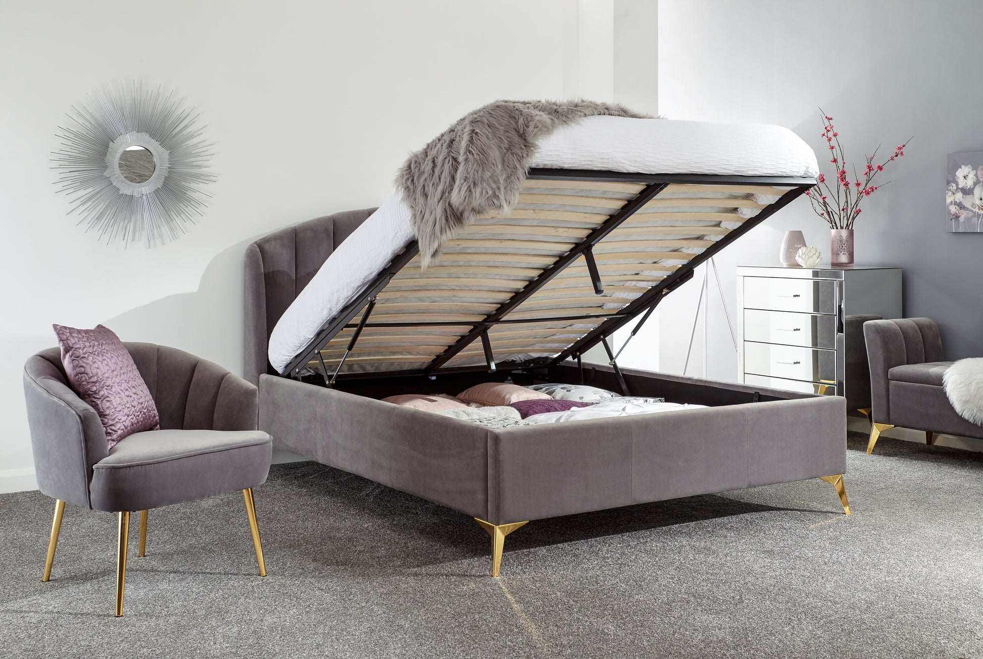 GFW Pettine End Lift Ottoman Bed - Grey 2