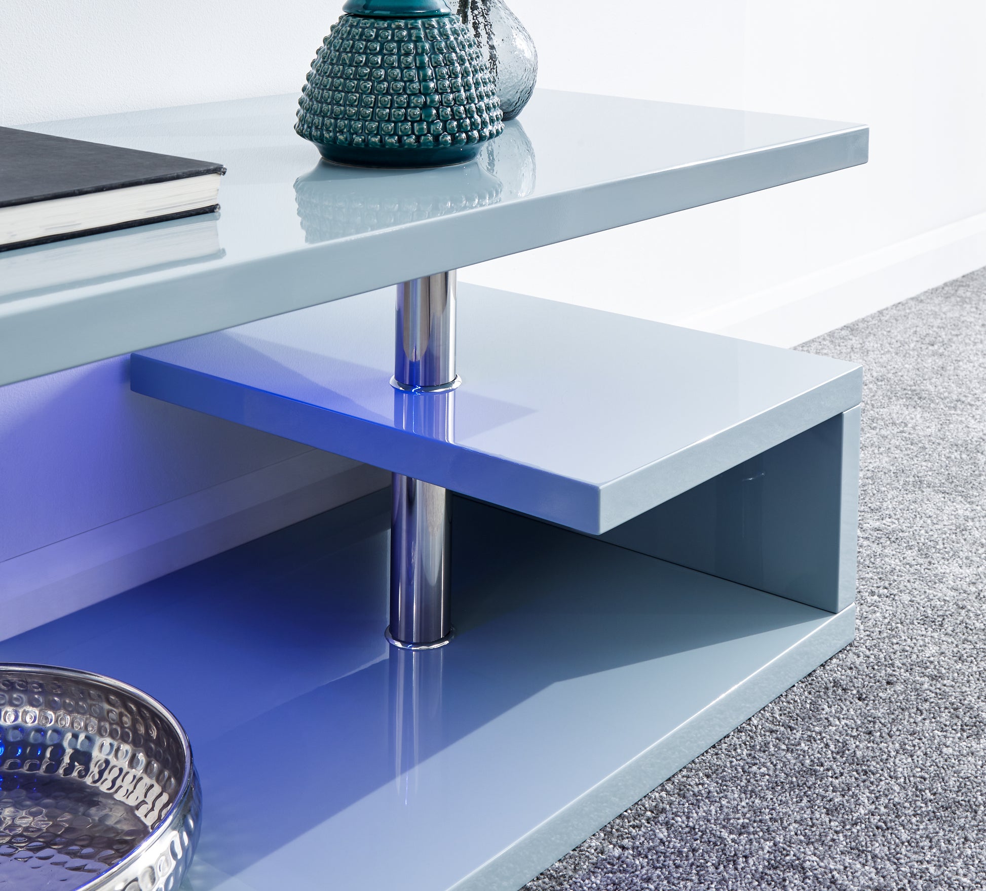 GFW Polar High Gloss LED Coffee Table - Grey 4