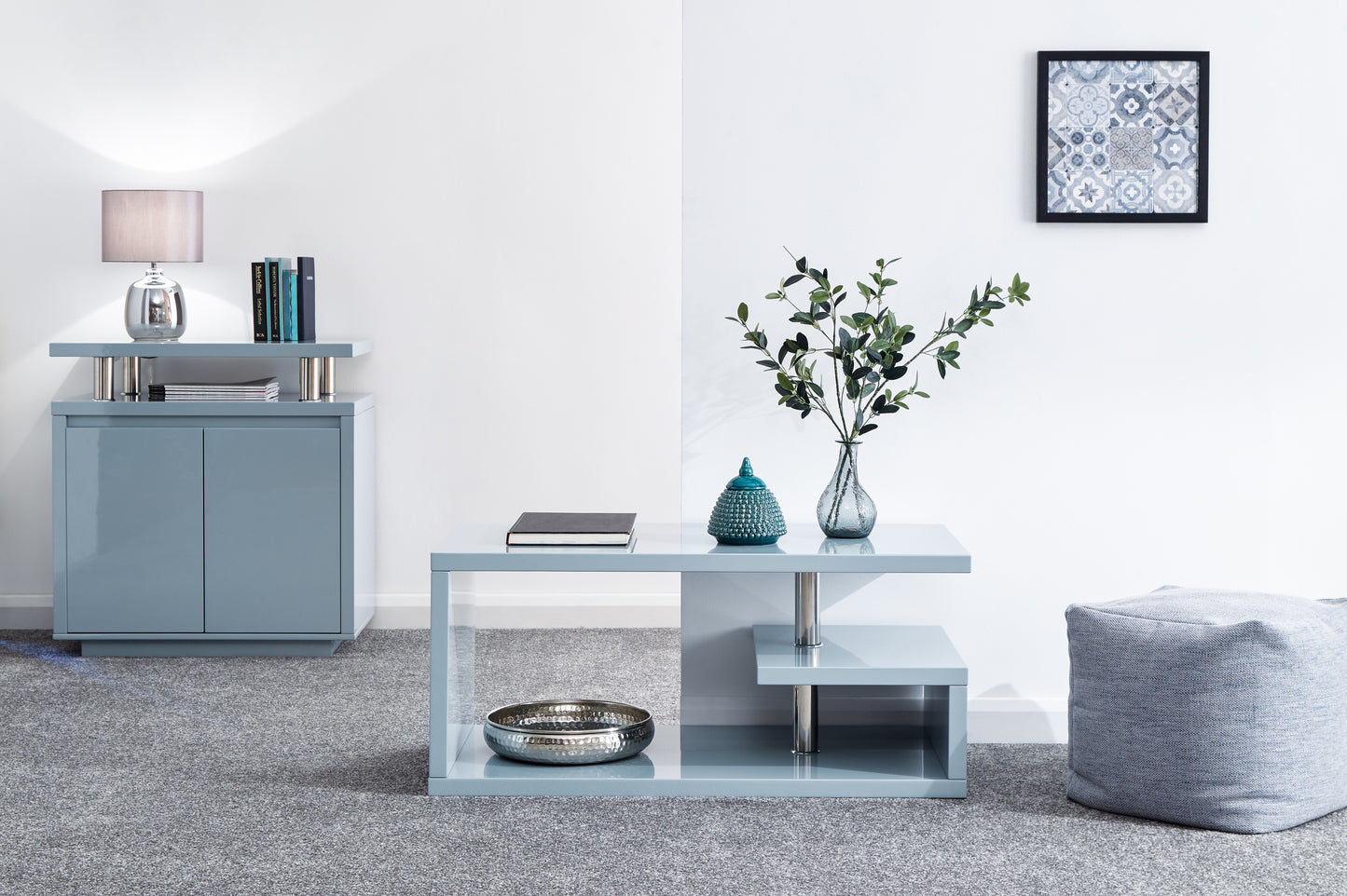 GFW Polar High Gloss LED Coffee Table - Grey