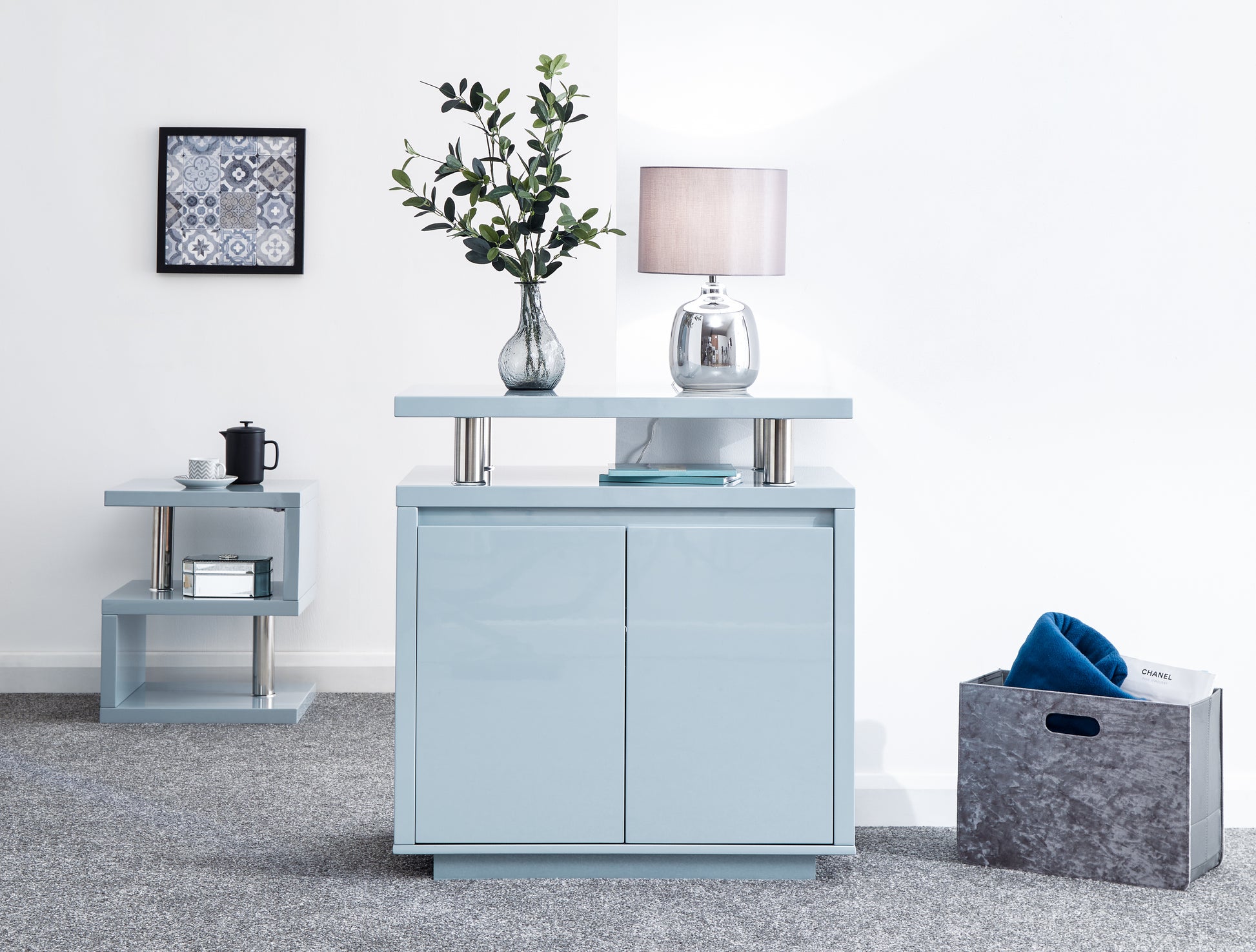 GFW Polar High Gloss Led Sideboard - Grey