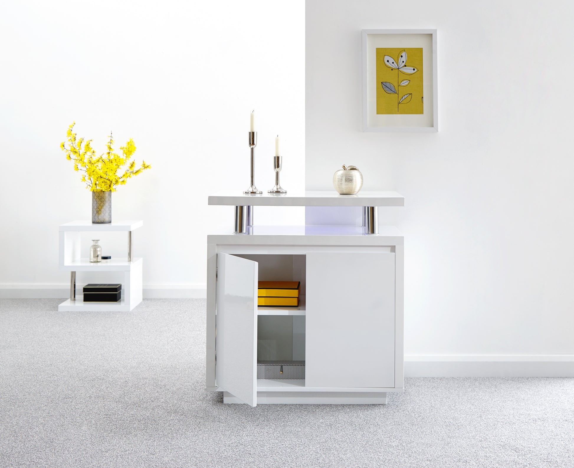 GFW Polar High Gloss Led Sideboard - White 2