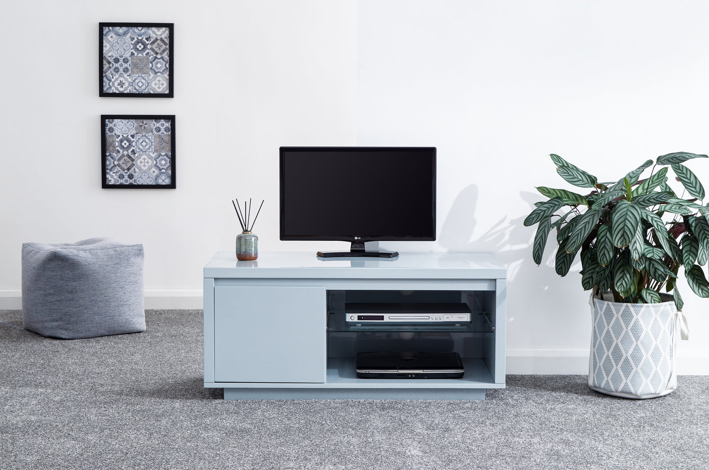 GFW Polar High Gloss Led TV Unit - Grey 2