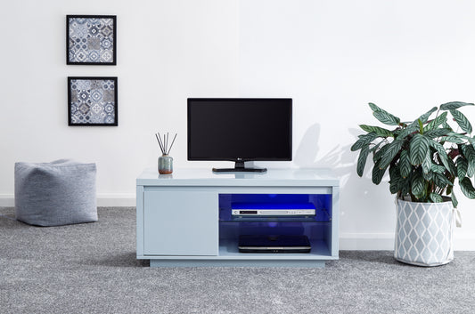 GFW Polar High Gloss Led TV Unit - Grey