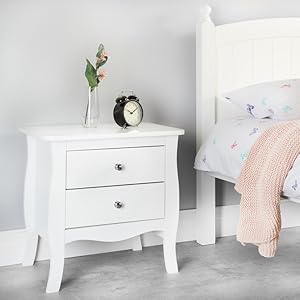 Birlea Paris 2 Drawer White Bedside Table
