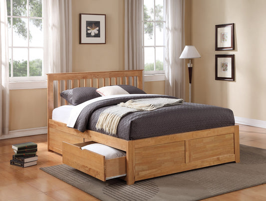 Portland Fixed Drawer Wooden Bed Frame - Oak