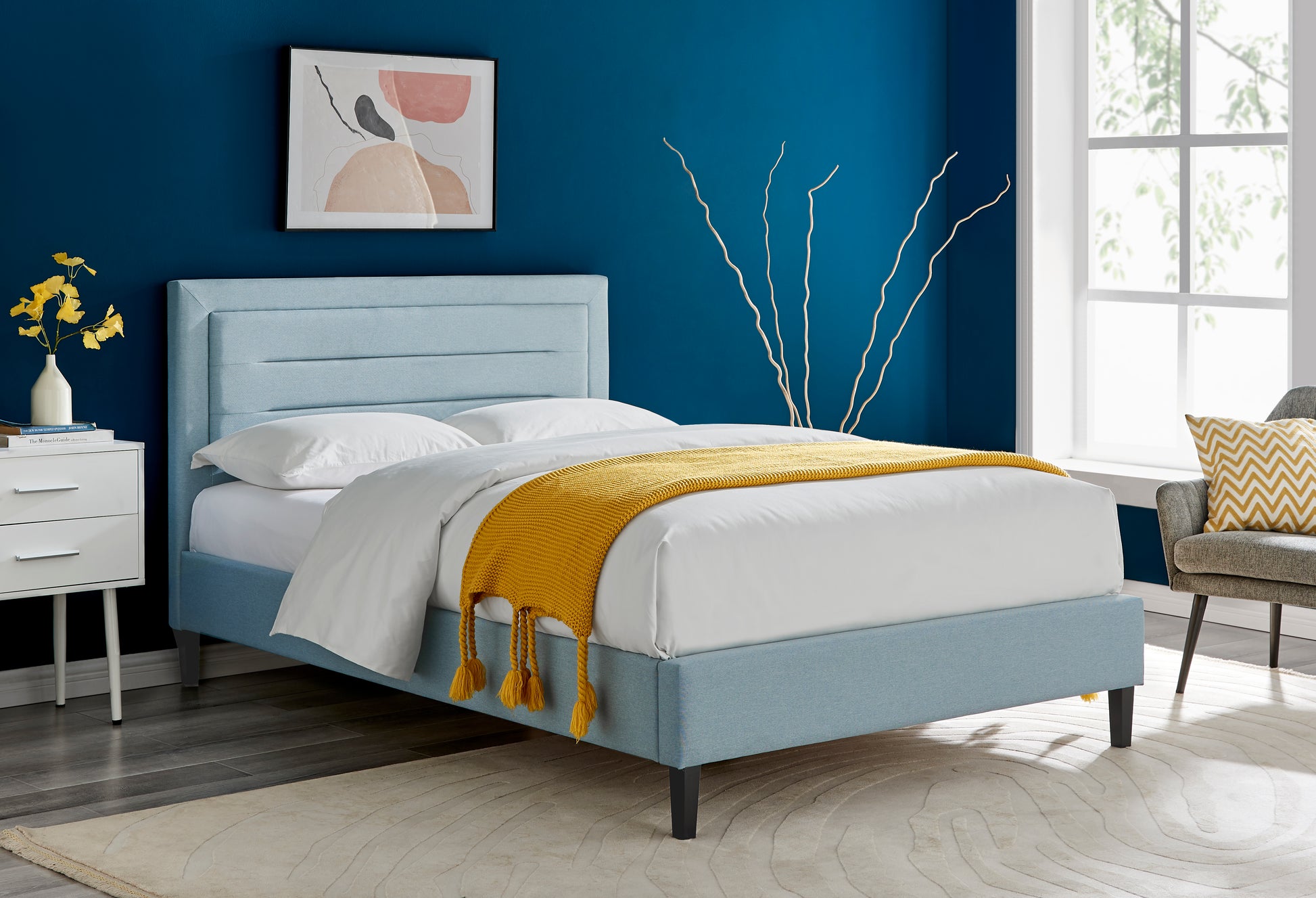 Plaza Fabric Bed Frame - Duck Egg