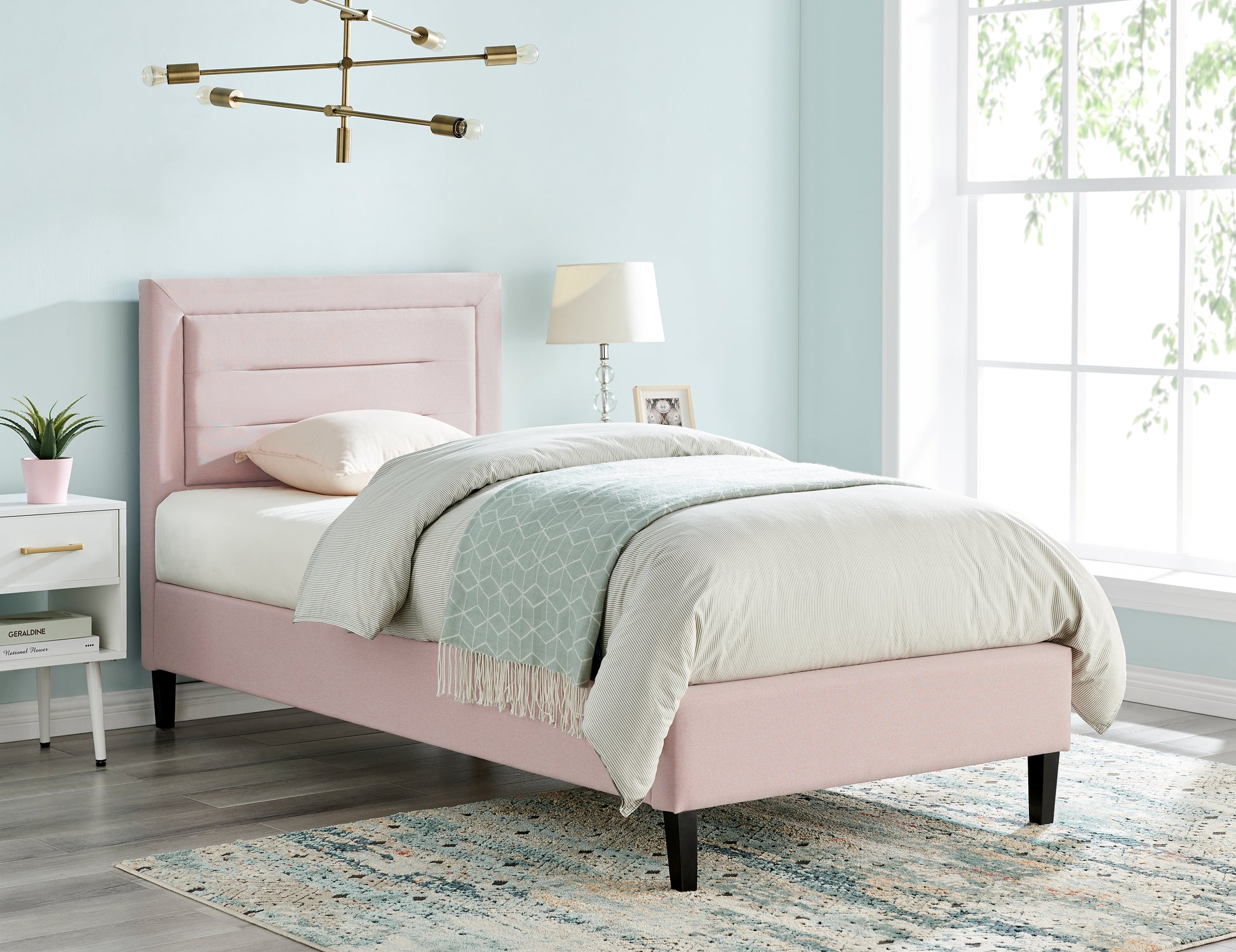 Plaza Fabric Bed Frame - Pink