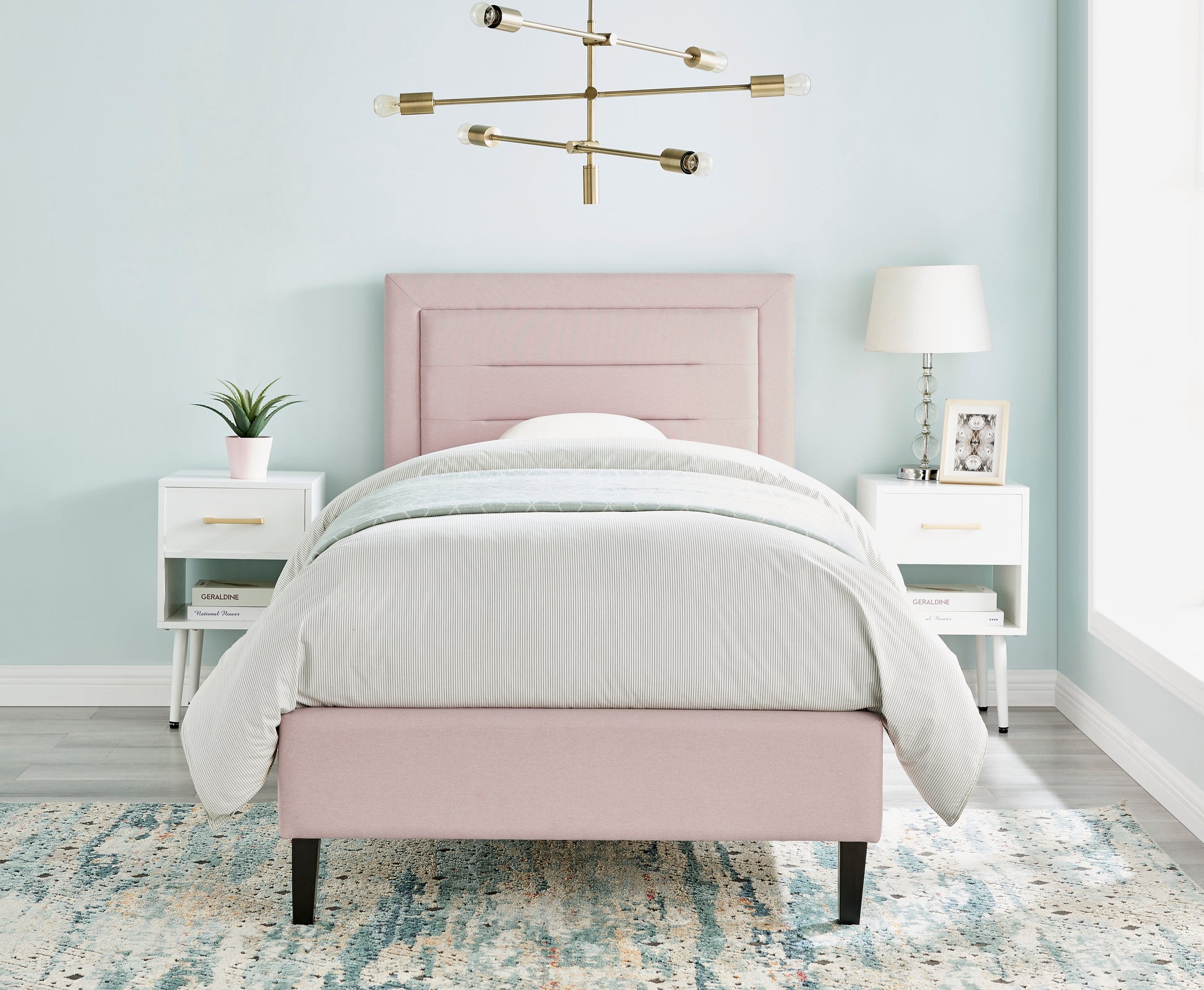 Plaza Fabric Bed Frame - Pink 2