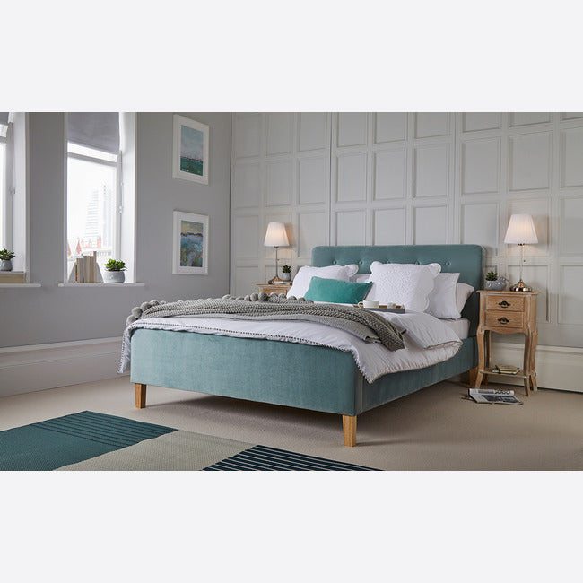 Luminosa Living Princeton Aqua Fabric Bed Frame - Kingsize