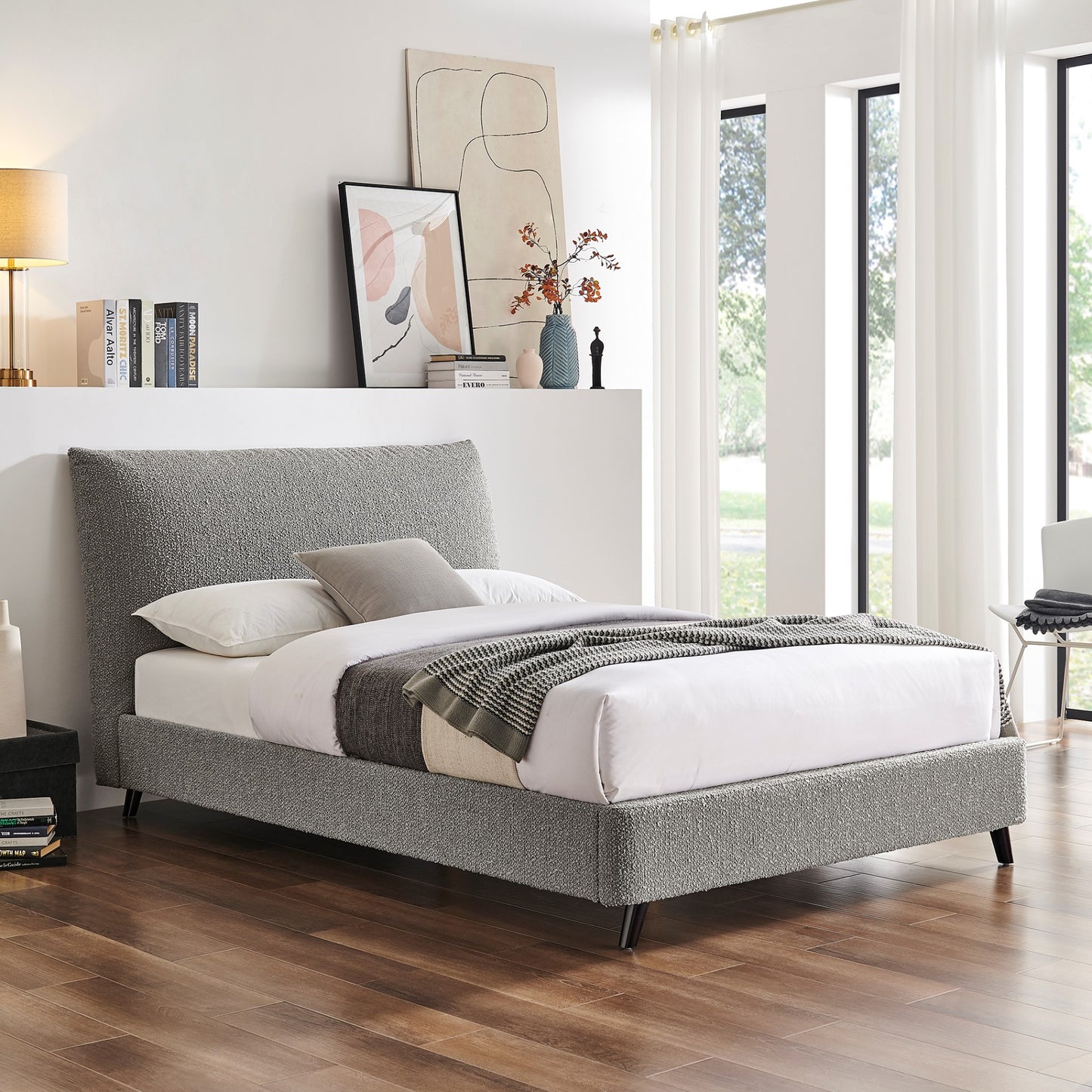 Limelight Pillow Dove Grey Boucle Fabric Bed Frame 