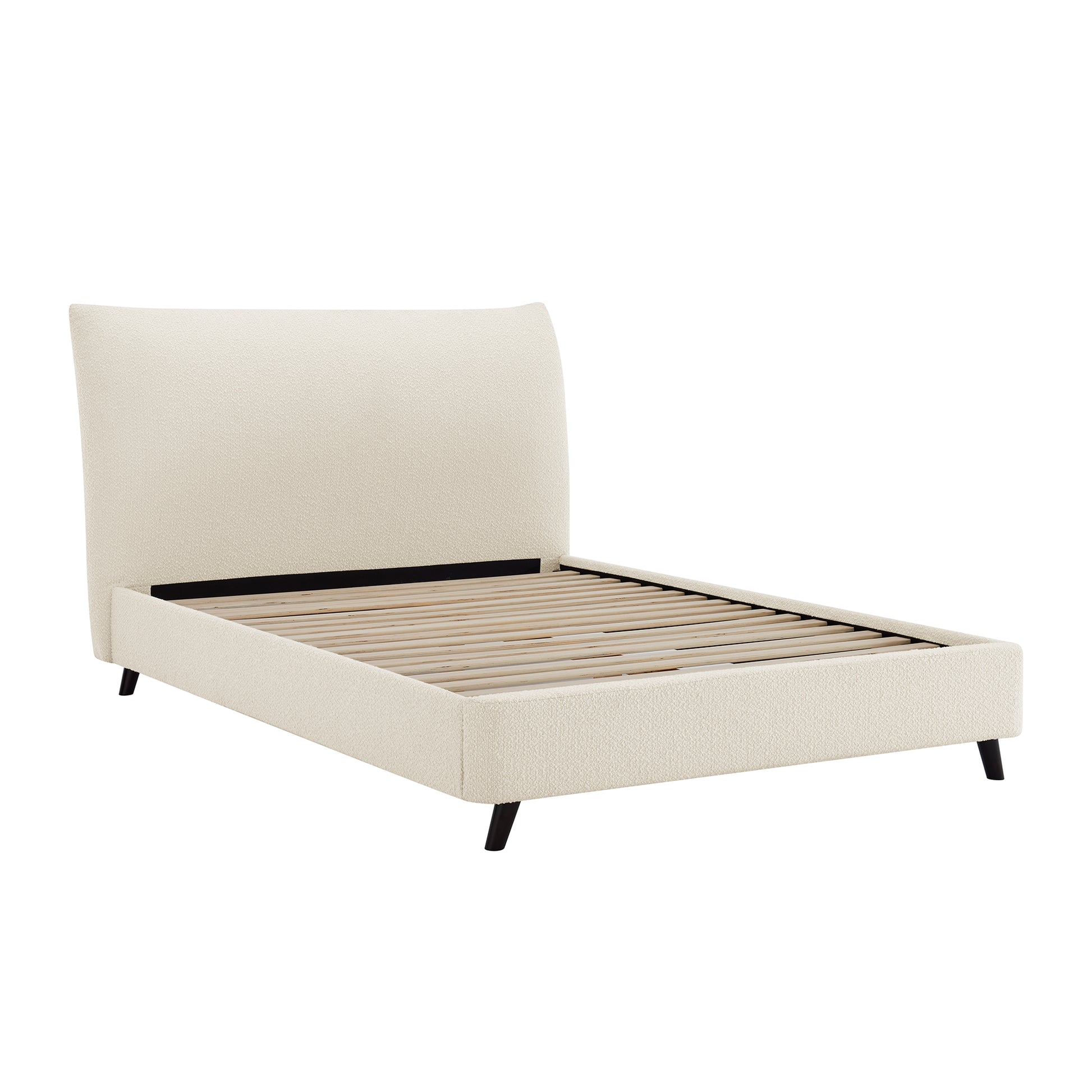 Limelight Pillow Ivory Boucle Fabric Bed Frame - Without Mattress