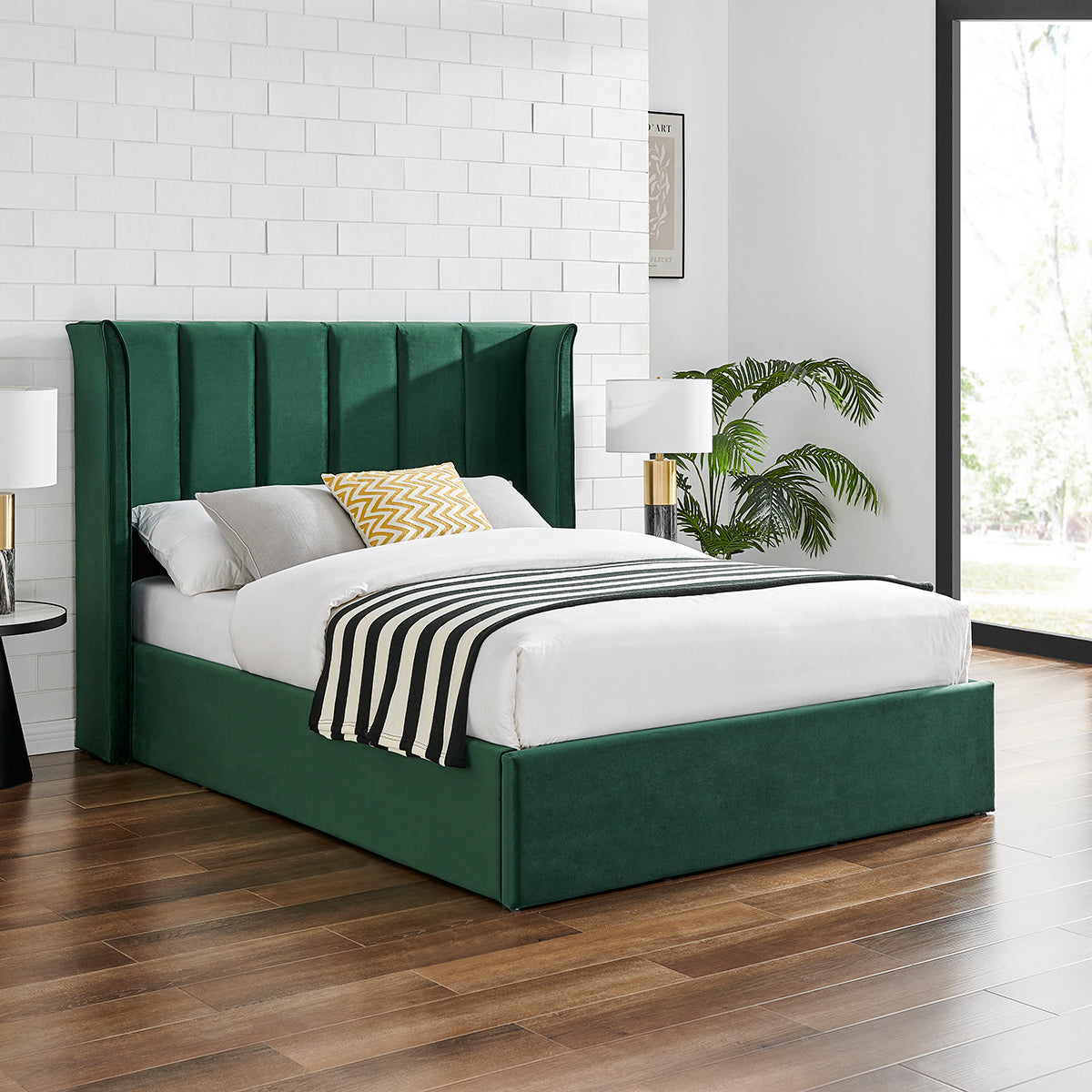 Limelight Polaris Emerald Velvet Ottoman Bed Frame Closed