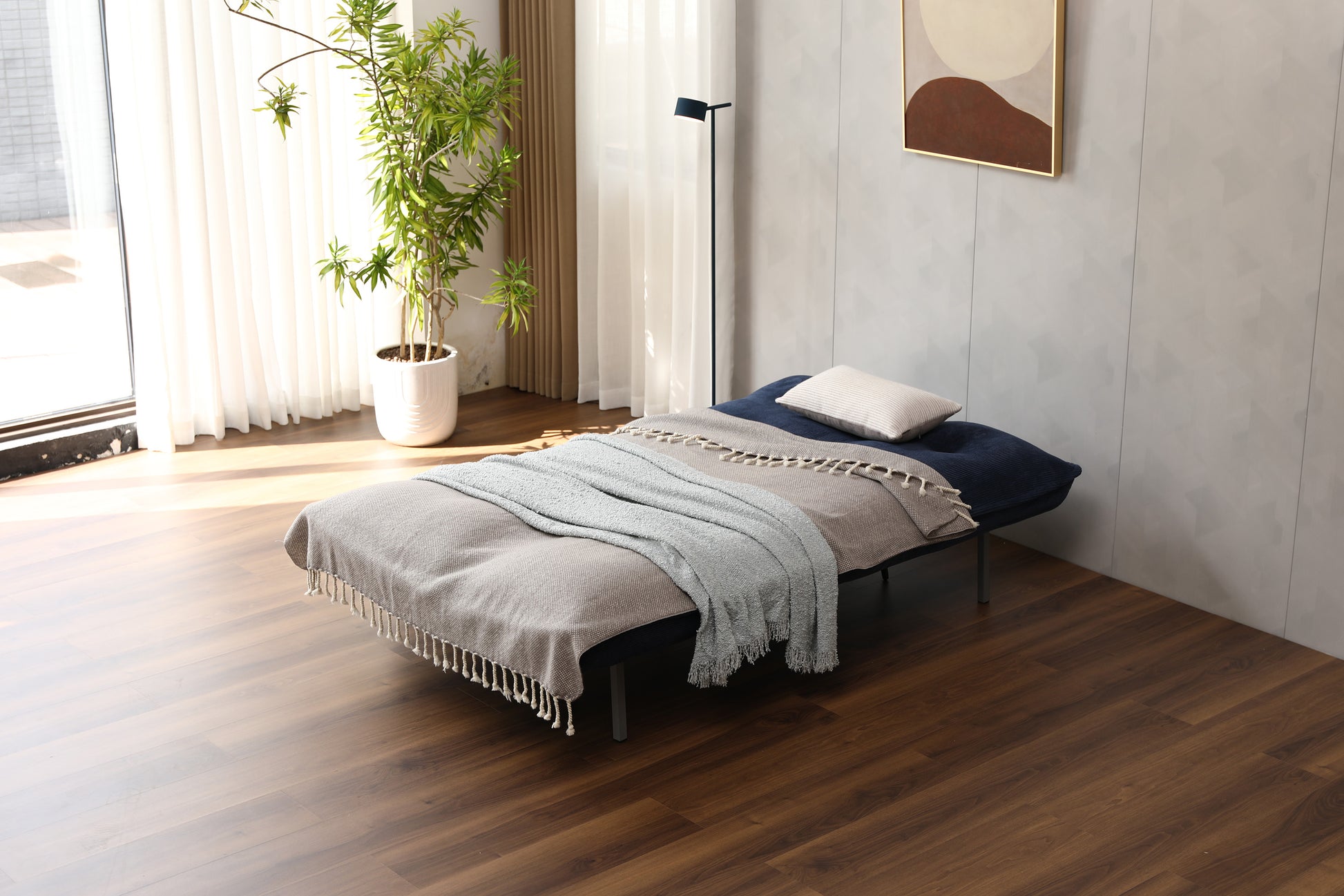 Limelight Remi Navy Blue Fabric Sofa Bed 3