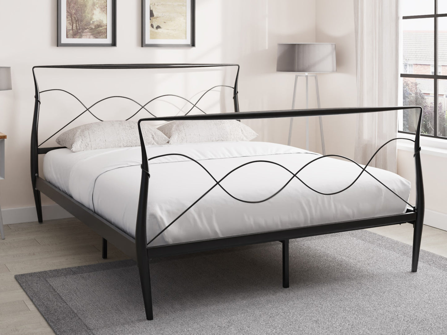 GFW Rimini Black Metal Bed Frame 