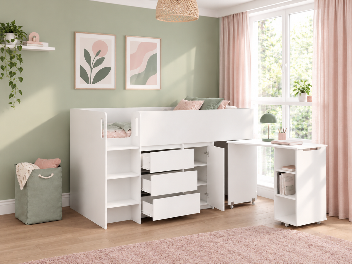 Ripley White Wooden Mid Sleeper