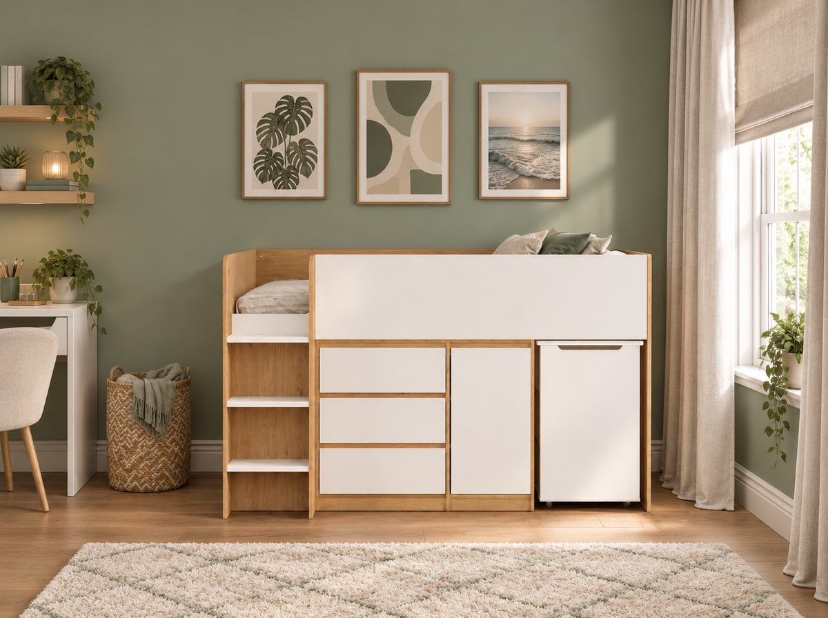 Ripley Oak & White Wooden Mid Sleeper 3